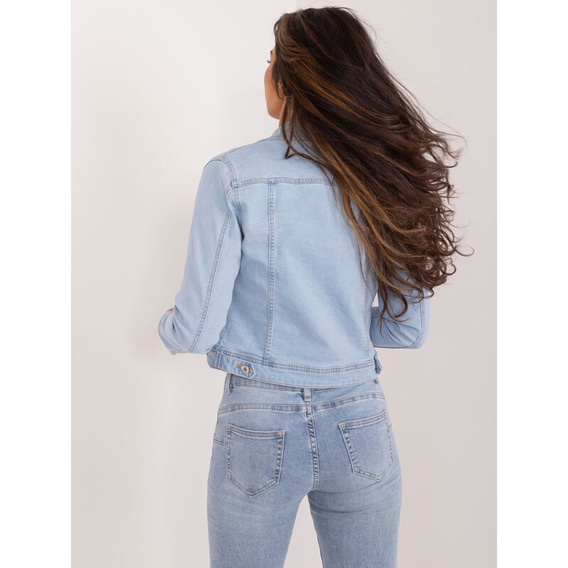Fashionhunters Světle modrá dámská džínová bunda