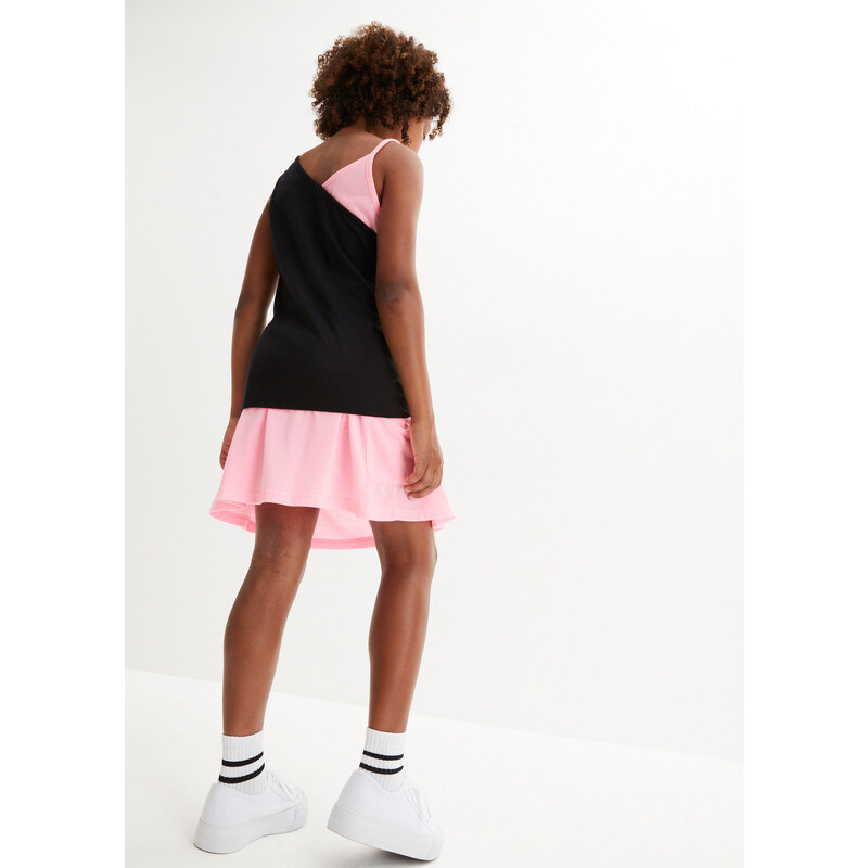 bonprix Dívčí top + šortky + sukně (4dílná souprava) Černá