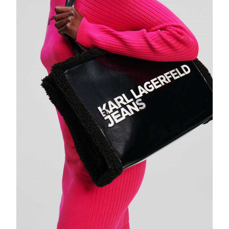 KABELKA KARL LAGERFELD JEANS BOX LOGO PU SHEARLING TOTE