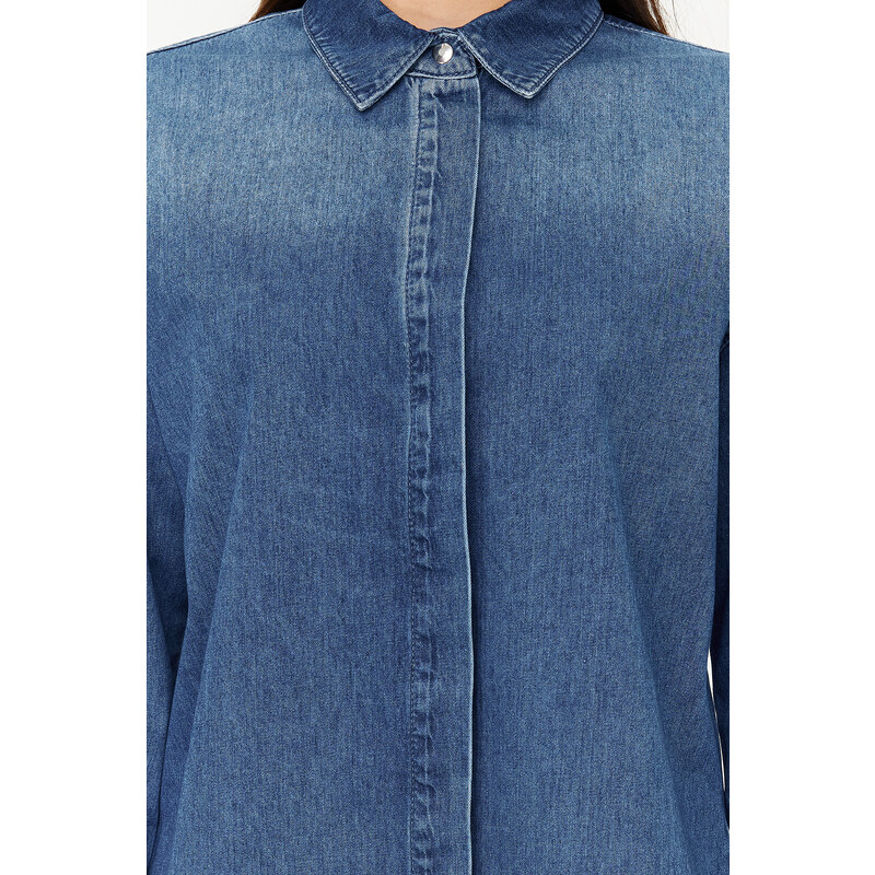 Trendyol Blue More Sustainable Oversize Denim Shirt