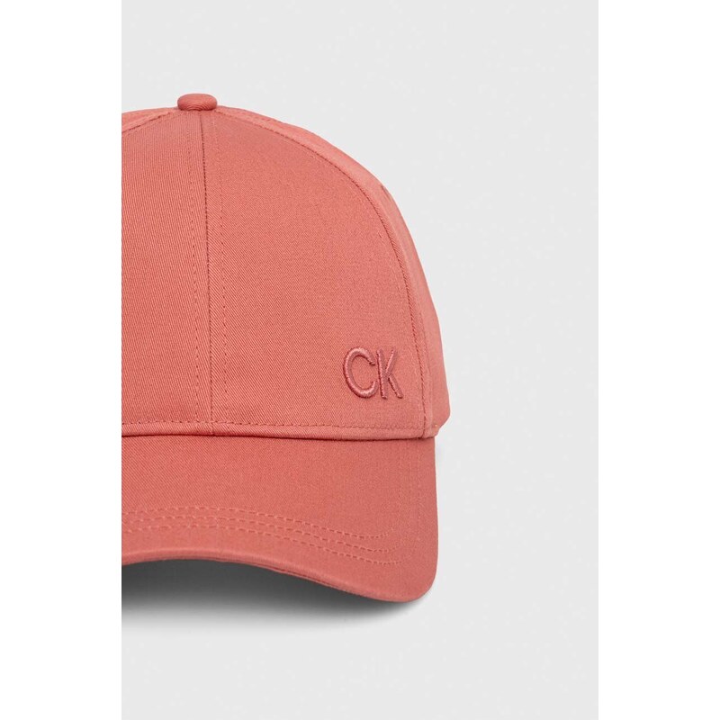 Bavlněná baseballová čepice Calvin Klein červená barva, s aplikací