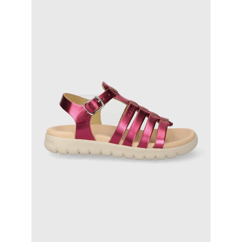 Dětské kožené sandály Geox SANDAL SOLEIMA fialová barva