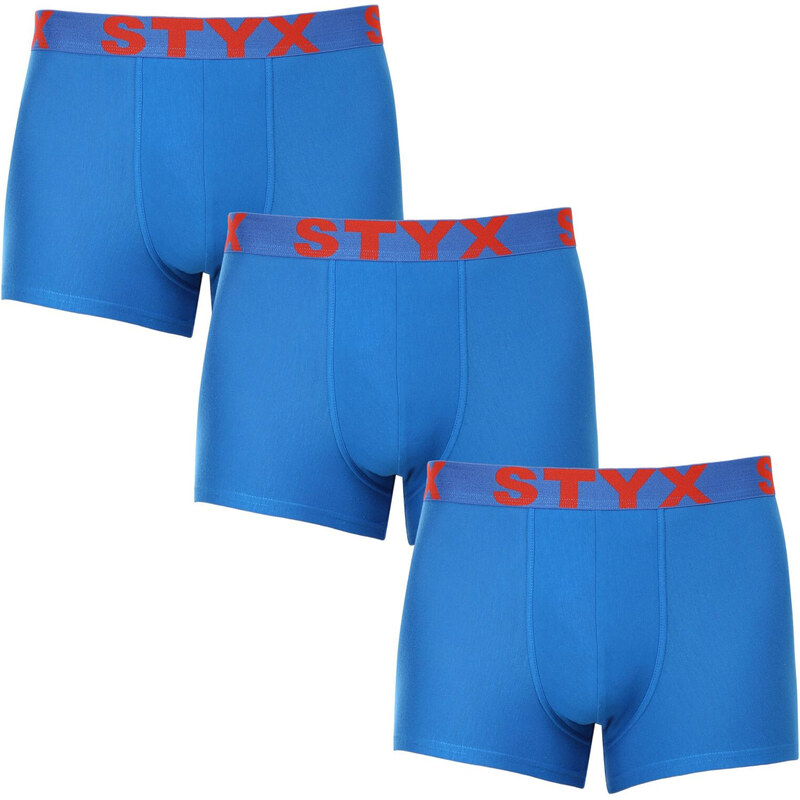 3PACK pánské boxerky Styx sportovní guma modré (3G1167)