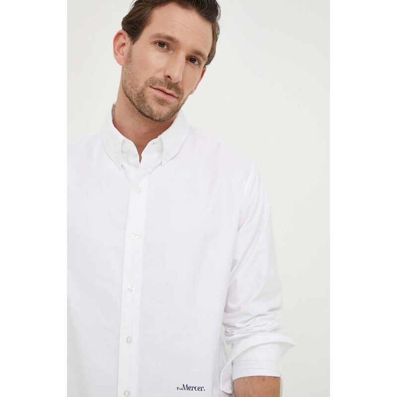 Bavlněná košile Mercer Amsterdam The Oxford bílá barva, regular, s límečkem button-down, MEAP241005