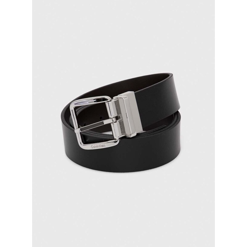 Oboustranný kožený pásek Calvin Klein pánský, černá barva
