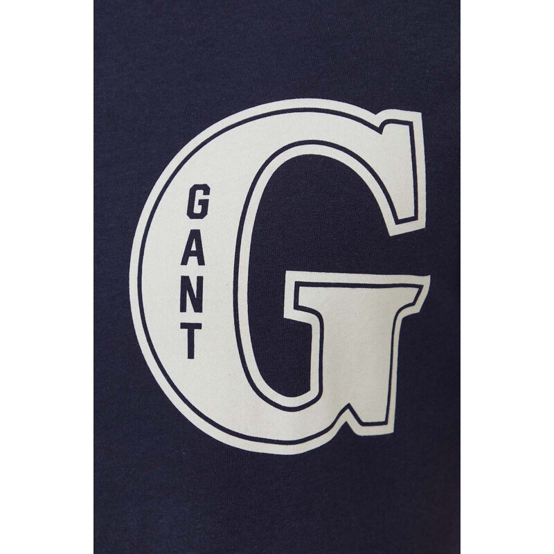 Bavlněné tričko Gant tmavomodrá barva, s potiskem