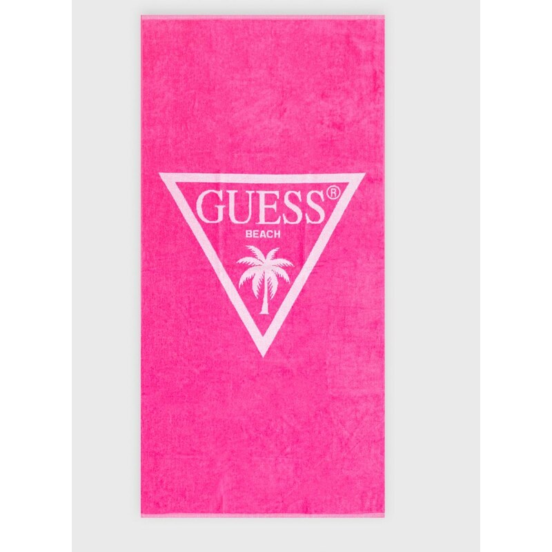Bavlněný ručník Guess růžová barva
