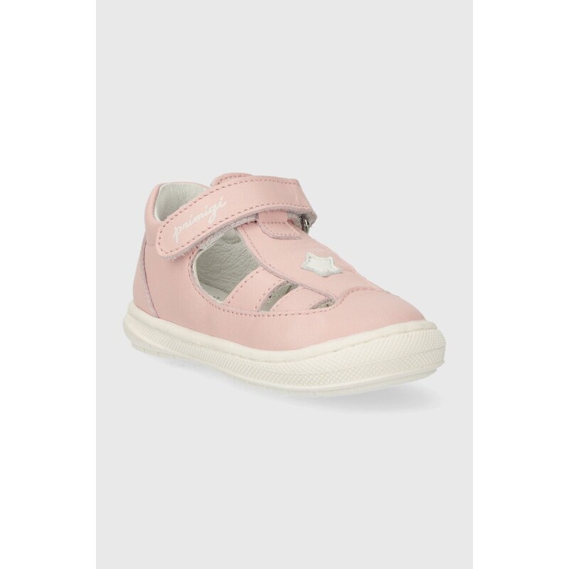 Dětské kožené sandály Primigi růžová barva