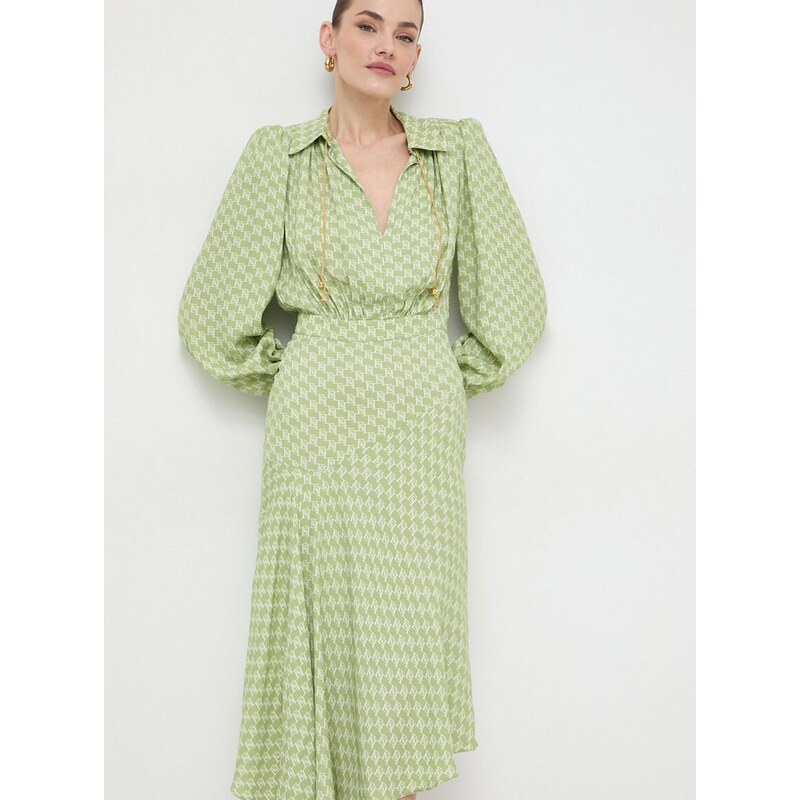 Šaty Elisabetta Franchi zelená barva, maxi, ABS5341E2