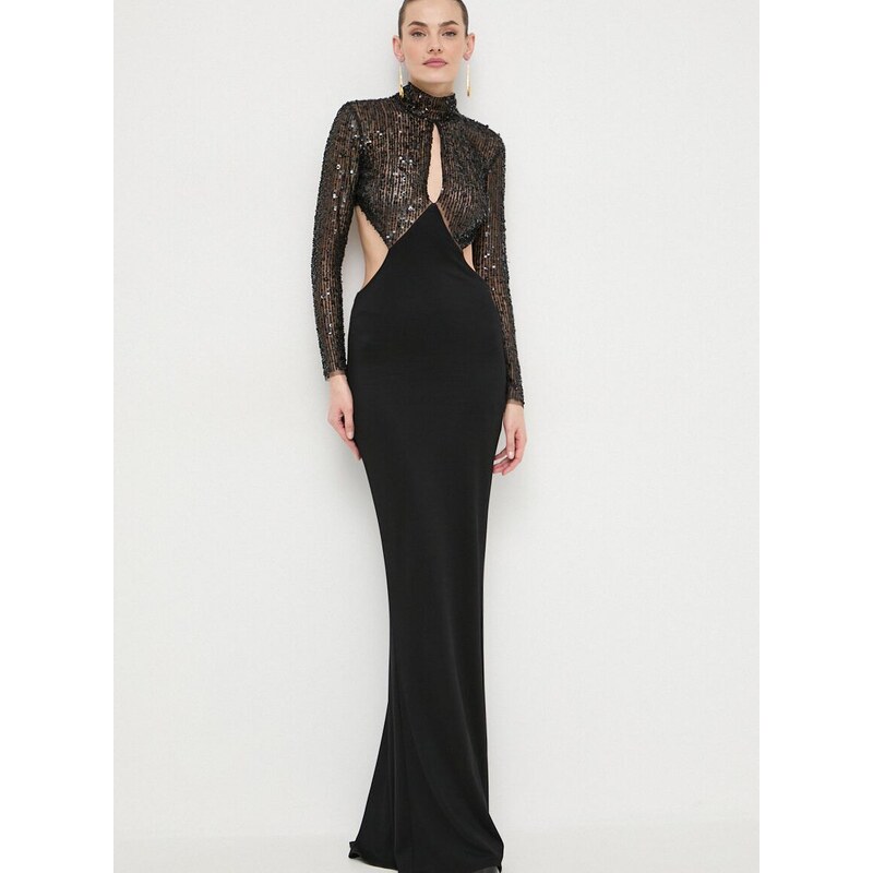Šaty Elisabetta Franchi černá barva, maxi, AB51641E2