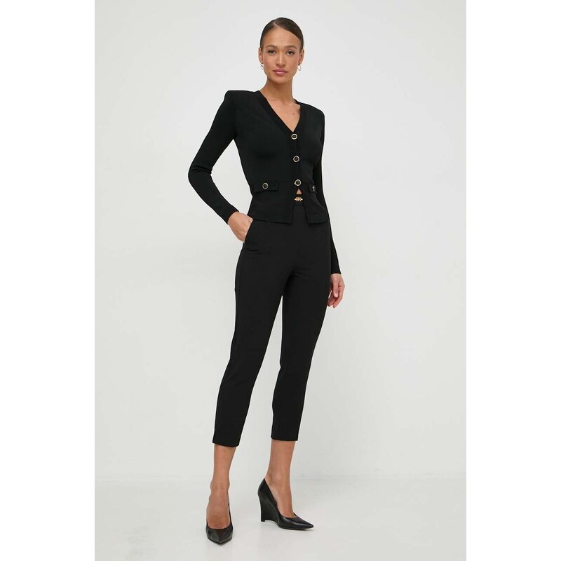 Kalhoty Elisabetta Franchi dámské, černá barva, fason cargo, high waist, PA02341E2