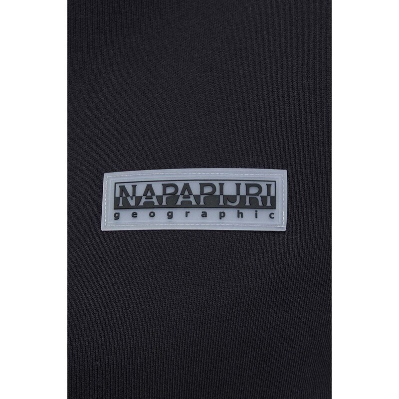 Bavlněná mikina Napapijri B-Iaato dámská, černá barva, s kapucí, s aplikací, NP0A4HNU0411