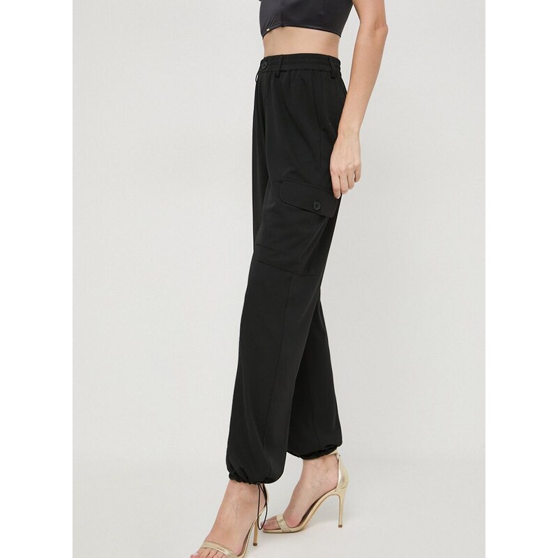 Kalhoty Twinset dámské, černá barva, jednoduché, high waist