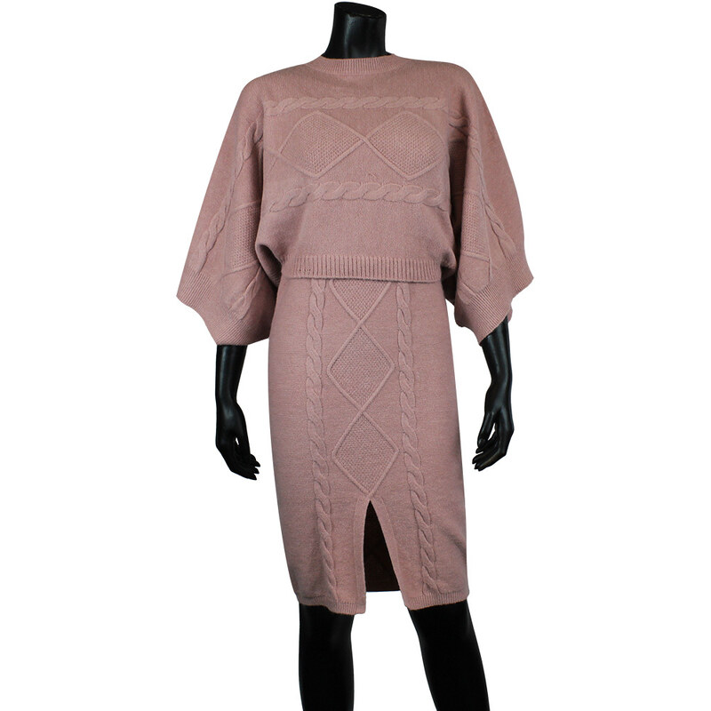 Úpletové šaty + svetr Donna 94916 pink