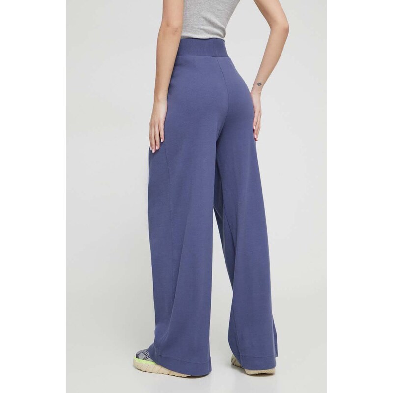 Kalhoty Desigual TAMI dámské, tmavomodrá barva, široké, high waist, 24SWPK02