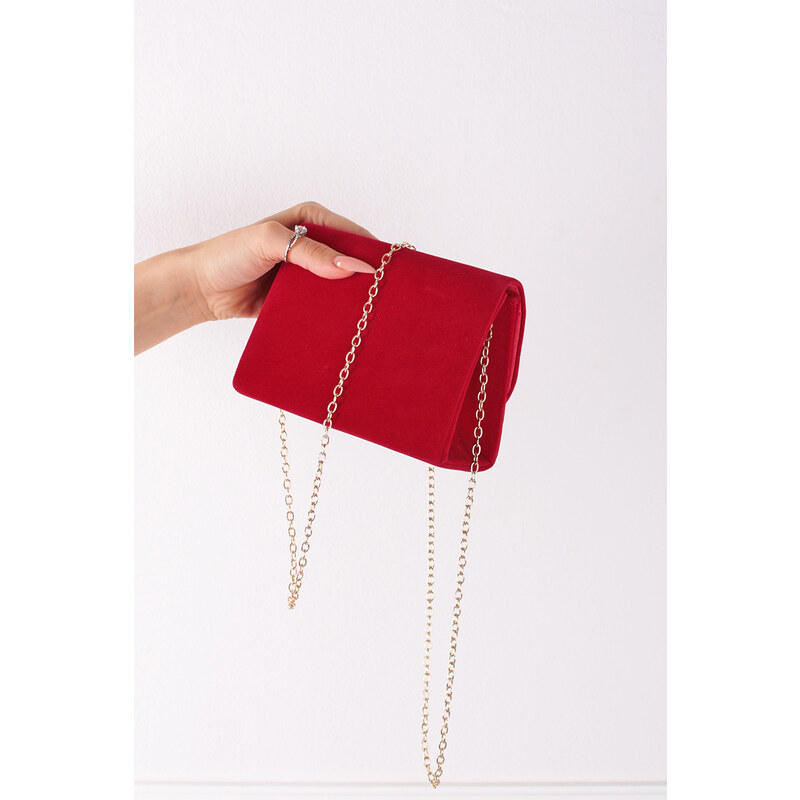 Paris Style Červená velúrová crossbody kabelka Lucy