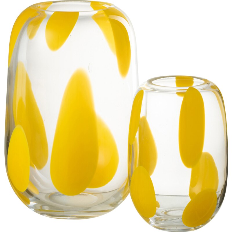 Žlutá skleněná váza J-line Spune 16 cm