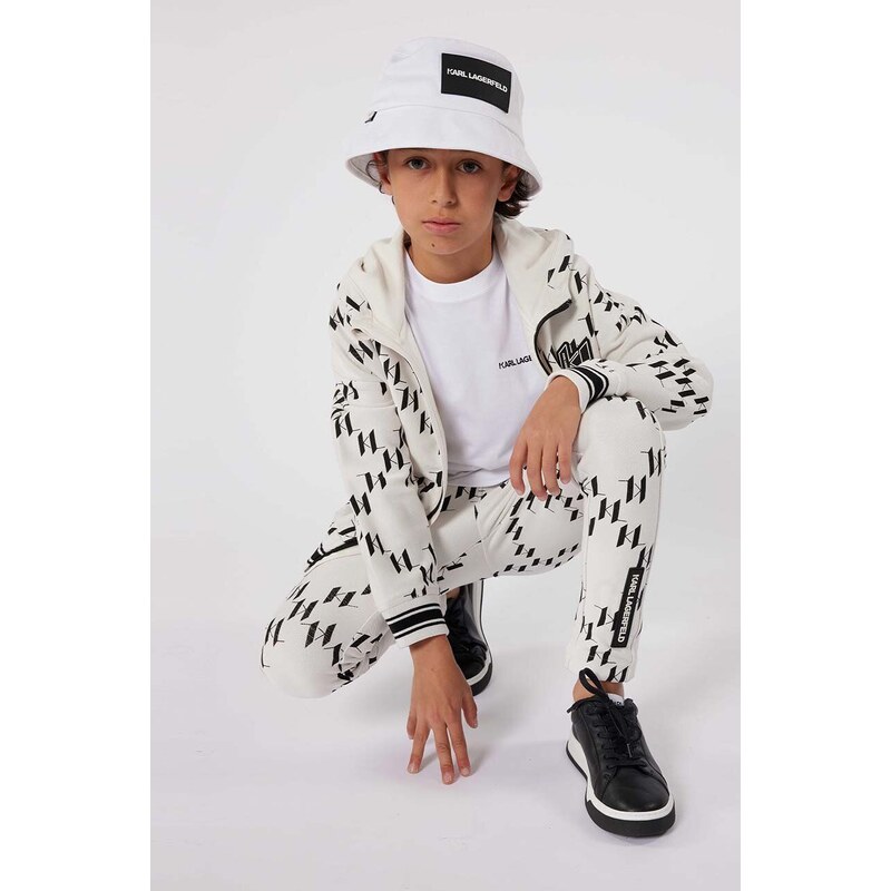 Dětská bavlněná čepice Karl Lagerfeld bílá barva