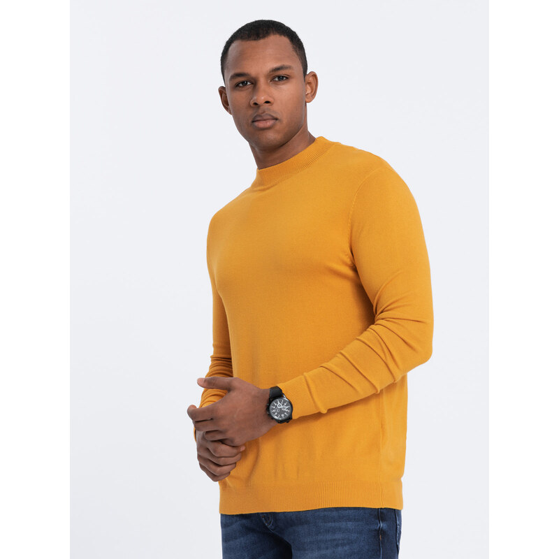 Ombre Men's knitted half turtleneck with viscose - mustard