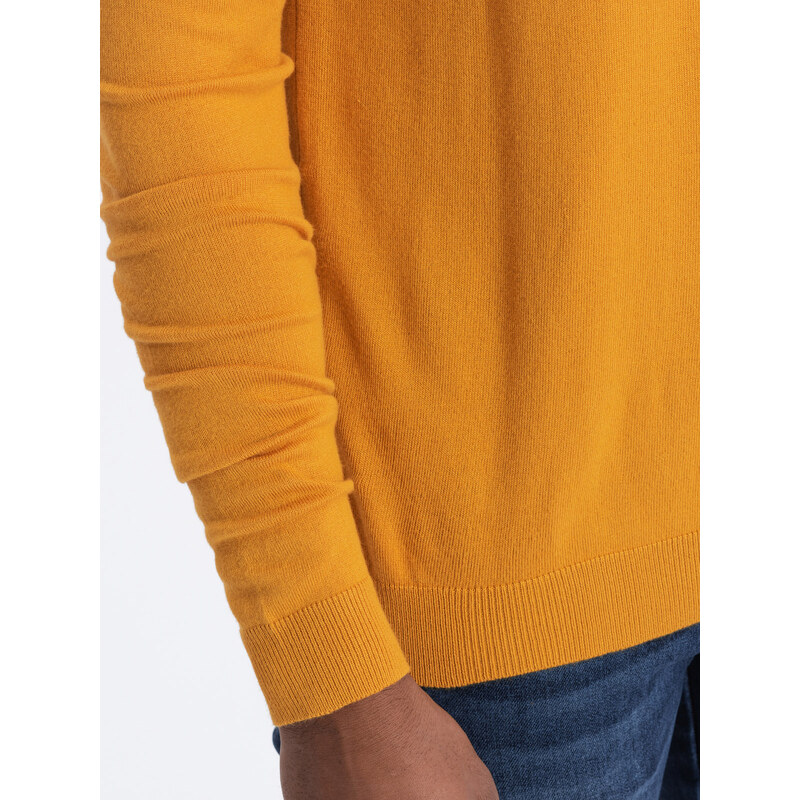 Ombre Men's knitted half turtleneck with viscose - mustard