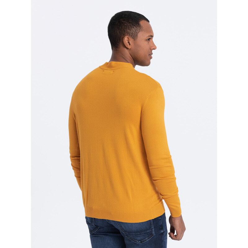 Ombre Men's knitted half turtleneck with viscose - mustard