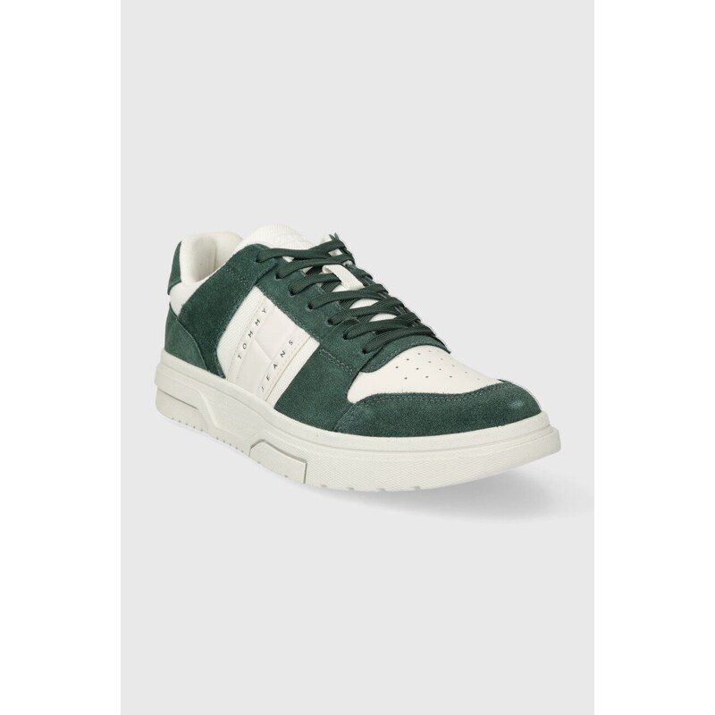 Sneakers boty Tommy Jeans THE BROOKLYN SUEDE zelená barva, EM0EM01371