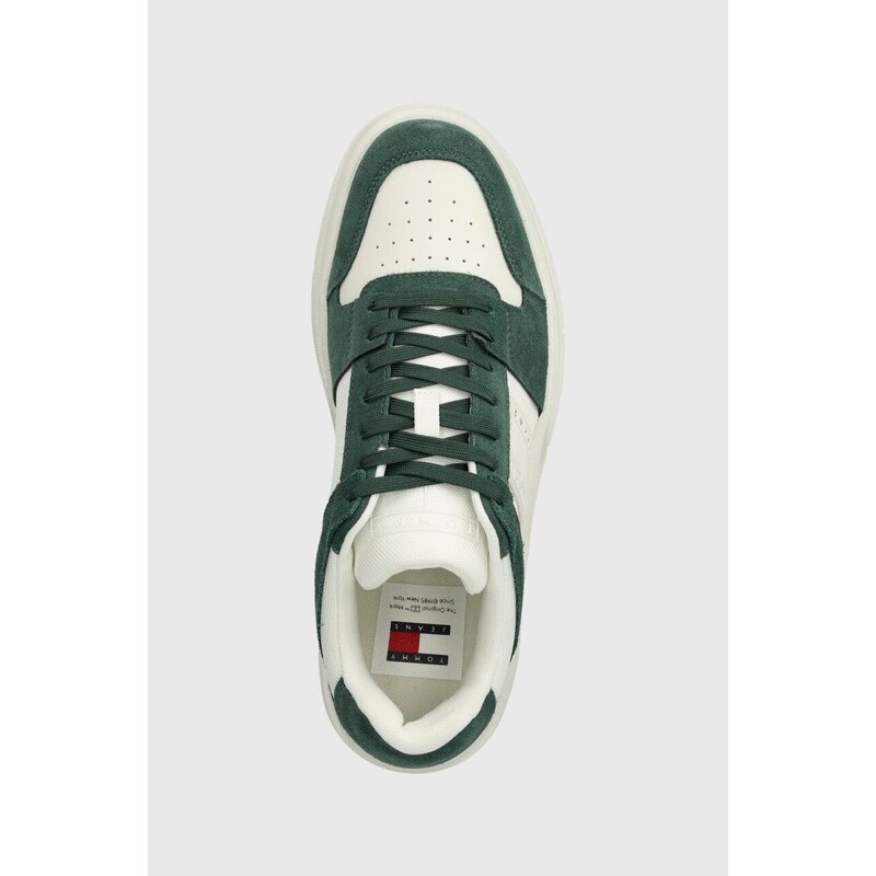 Sneakers boty Tommy Jeans THE BROOKLYN SUEDE zelená barva, EM0EM01371