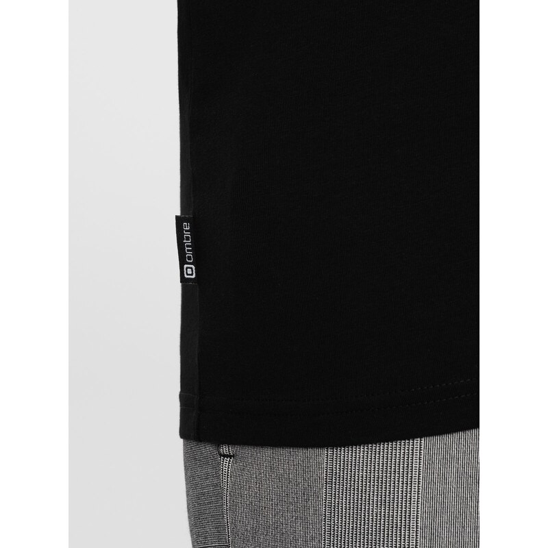 Ombre Clothing Pánské tričko V-NECK s elastanem - černé V3 OM-TSCT-0106