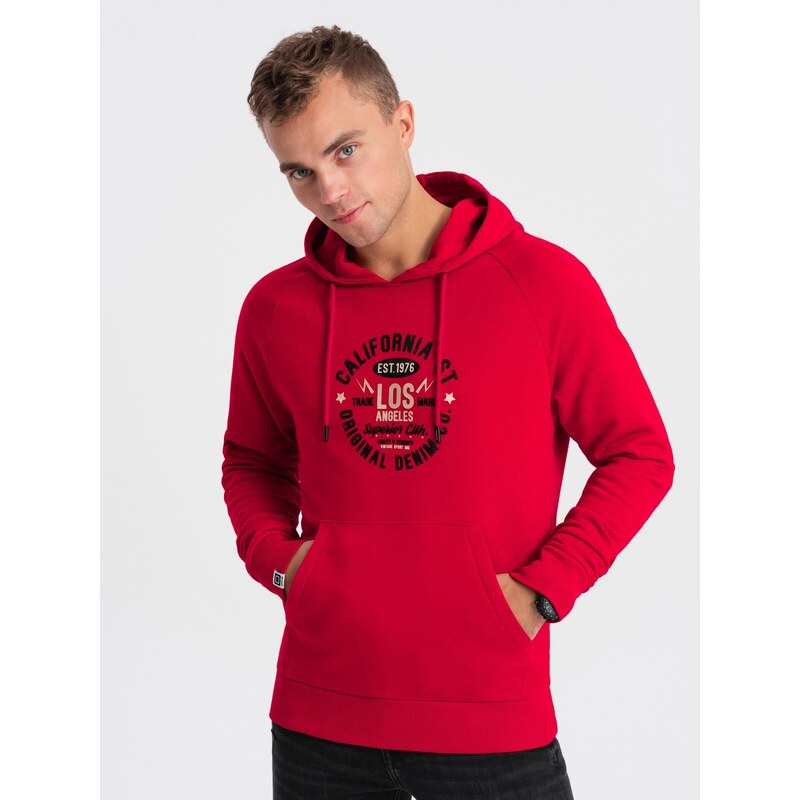 Ombre Men's printed kangaroo sweatshirt - red