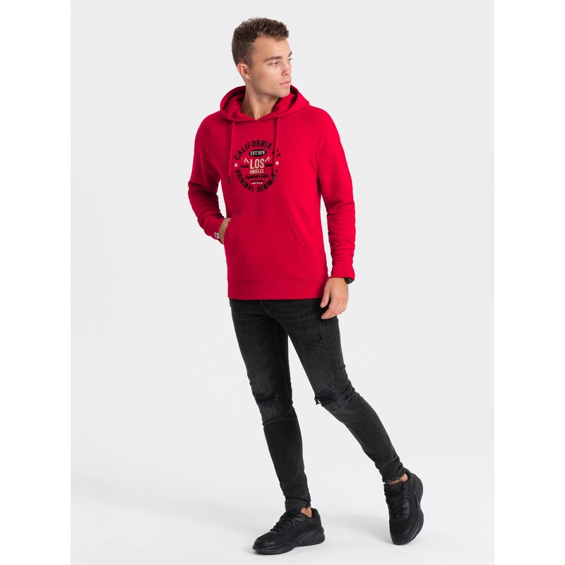 Ombre Men's printed kangaroo sweatshirt - red