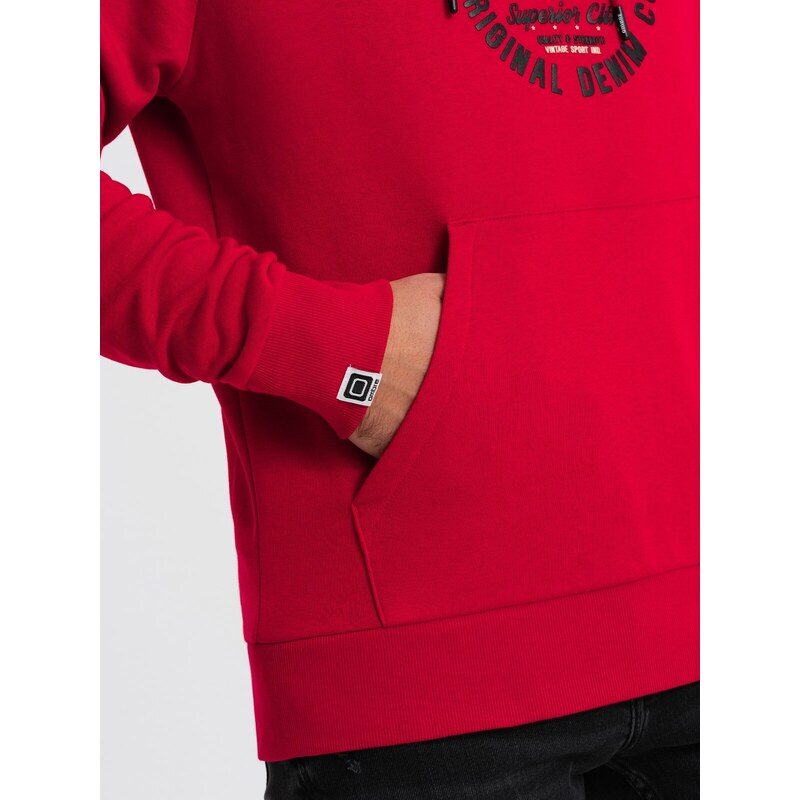 Ombre Clothing Pánská mikina s potiskem klokanky - červená V2 OM-SSPS-0151