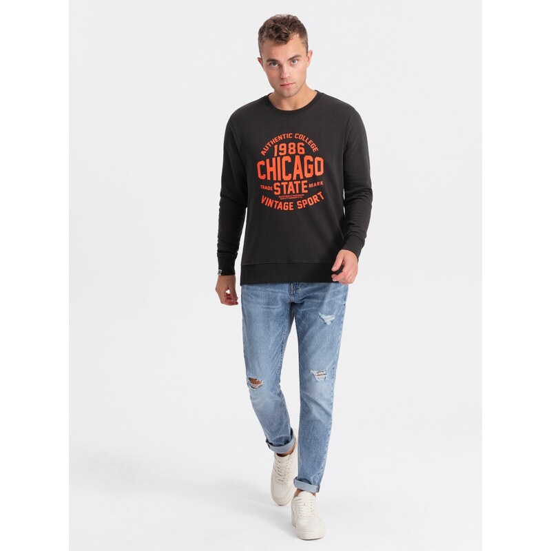 Ombre Men's collegiate print sweatshirt - dark brown