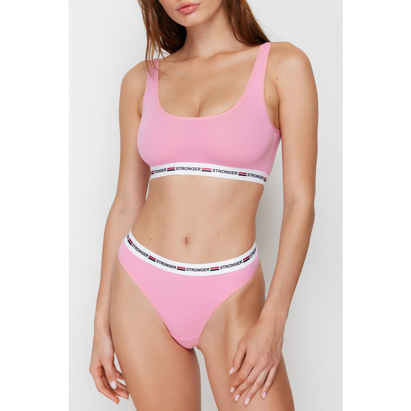 Trendyol Pink Cotton Elastic Detailed Capless Knitted Underwear Set