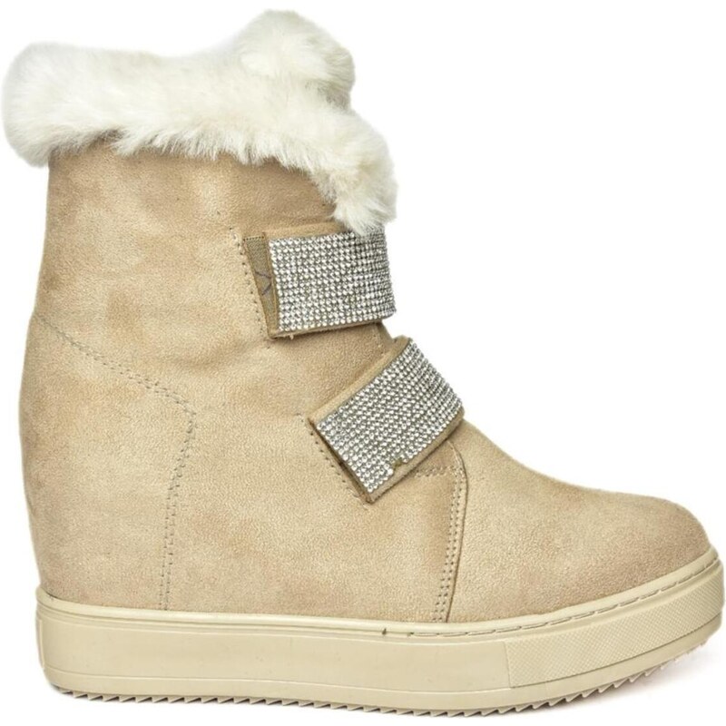 Fox Shoes R602891602 Women's Beige Suede Wedge Heels Boots