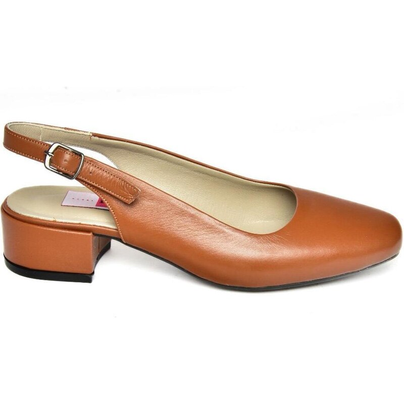 Fox Shoes Camel Genuine Leather Thick Heeled Women's Shoes