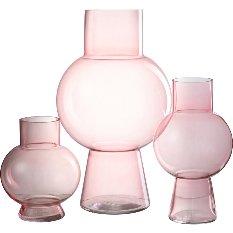 Růžová skleněná váza J-line Pimiba 22 cm