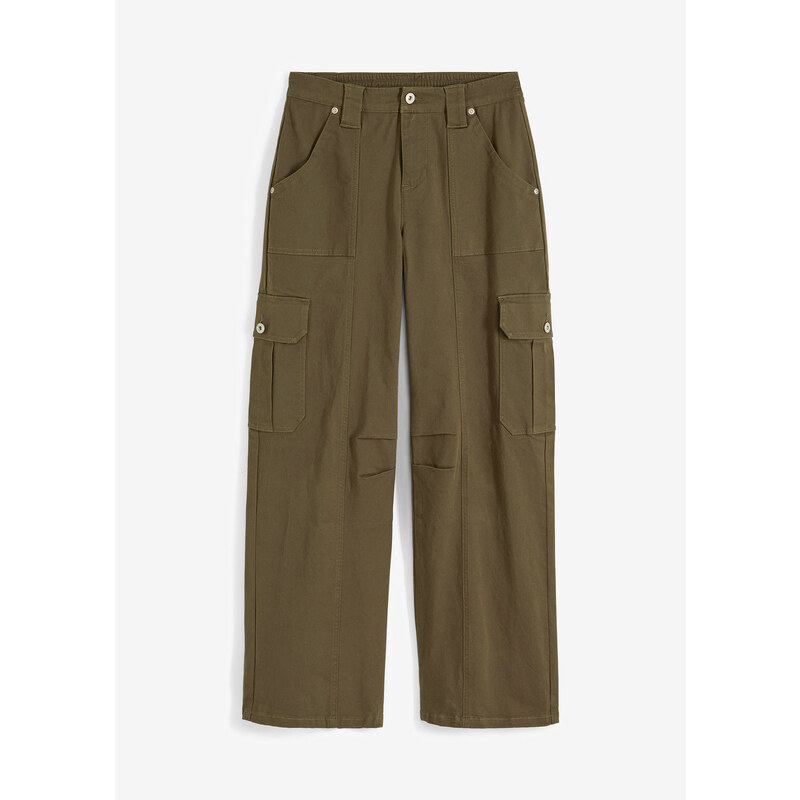 bonprix Cargo kalhoty z kepru Zelená
