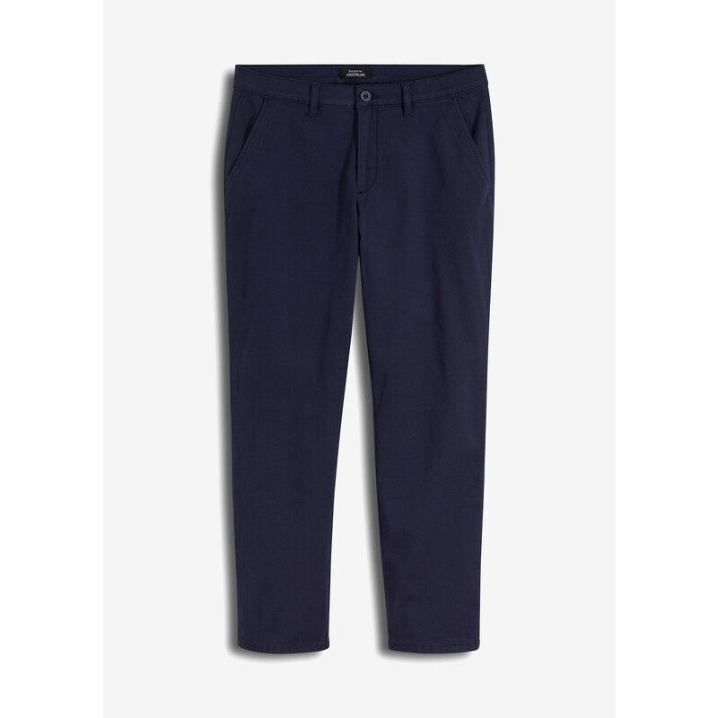 bonprix Essential Regular Fit Chino kalhoty s organickou bavlnou, Straight Modrá