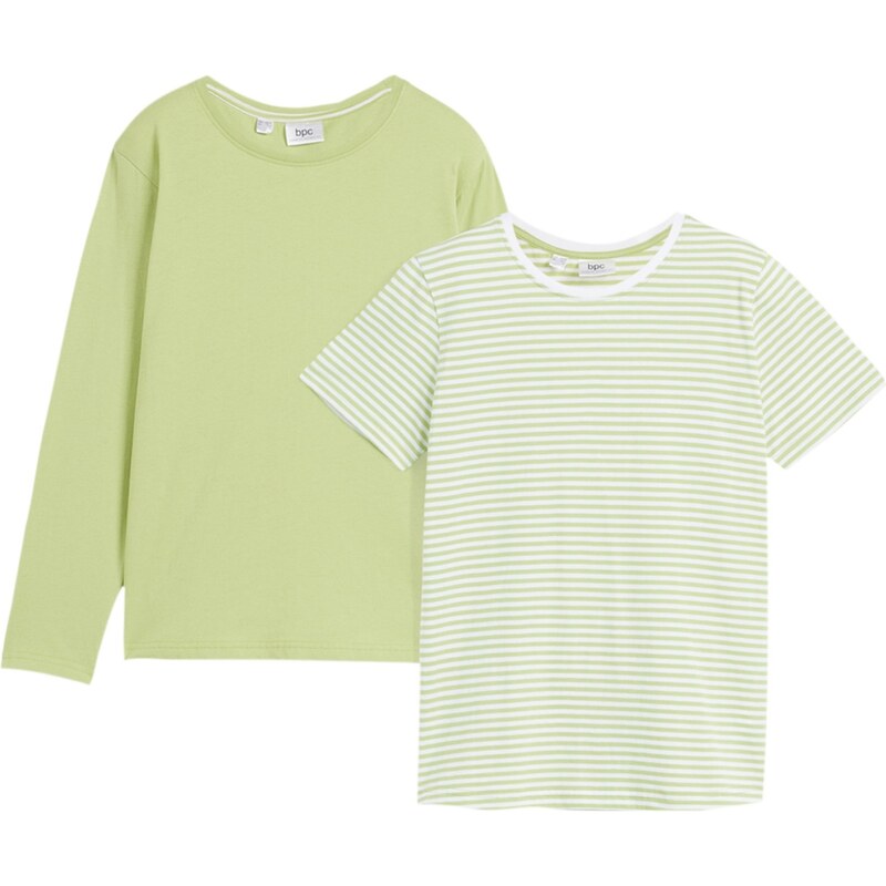 bonprix Dívčí tričko + tričko s dlouhým rukávem (2 ks v balení) Zelená