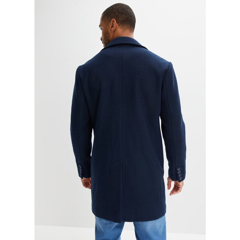 bonprix Krátký kabát s podílem vlny Modrá