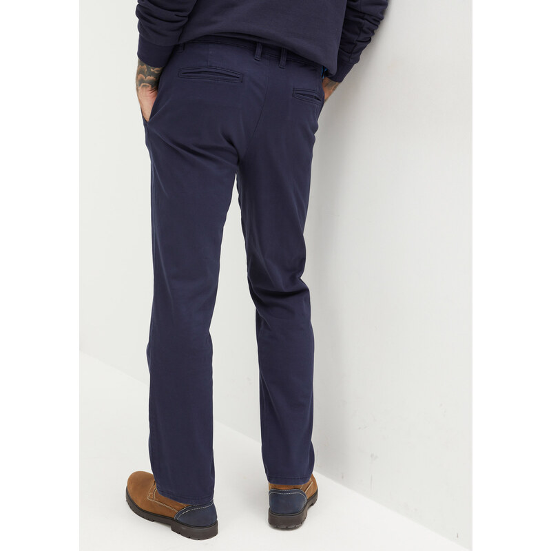 bonprix Essential Regular Fit Chino kalhoty s organickou bavlnou, Straight Modrá