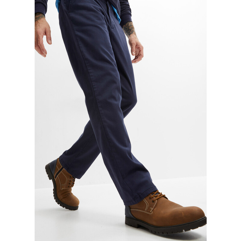 bonprix Essential Regular Fit Chino kalhoty s organickou bavlnou, Straight Modrá