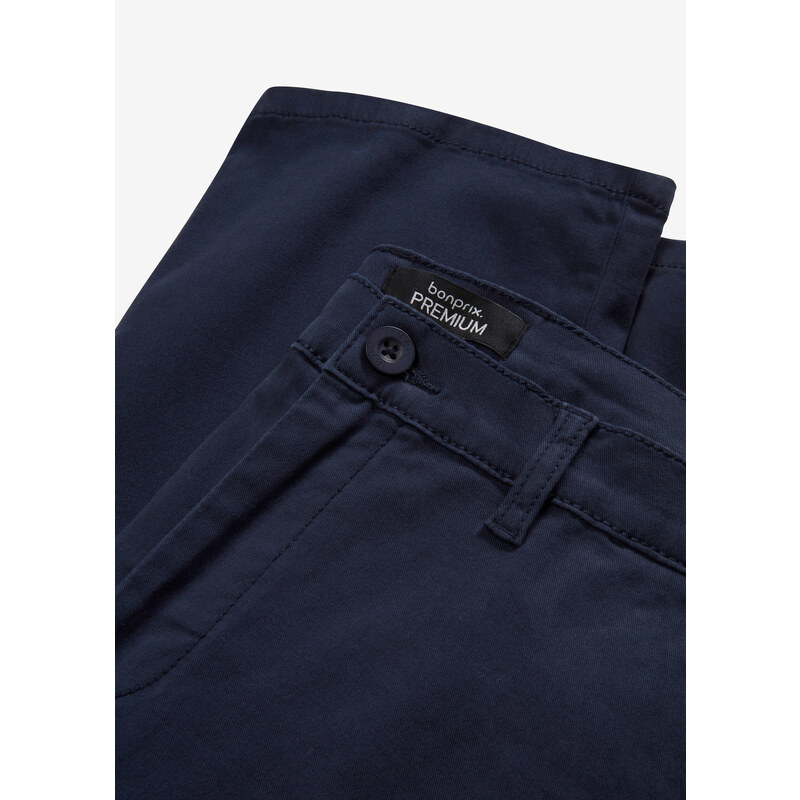 bonprix Essential Regular Fit Chino kalhoty s organickou bavlnou, Straight Modrá