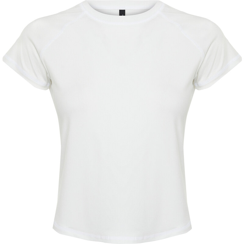 Trendyol White Reflector Print Detailed Knitted Sports T-Shirt