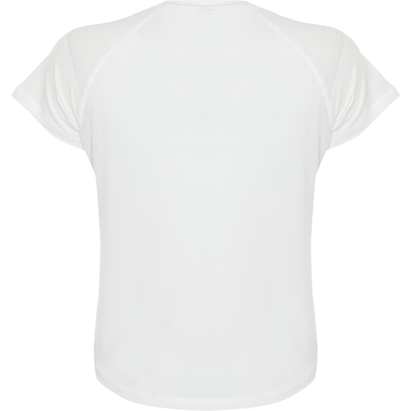 Trendyol White Reflector Print Detailed Knitted Sports T-Shirt