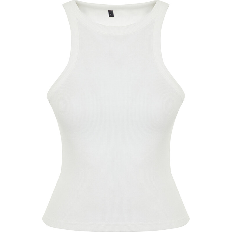 Trendyol Ecru Fitted Regular Size Halter Neck Ribbed Cotton Flexible Knitted Undershirt