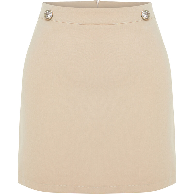 Trendyol Beige Button Detailed Mini Woven Skirt