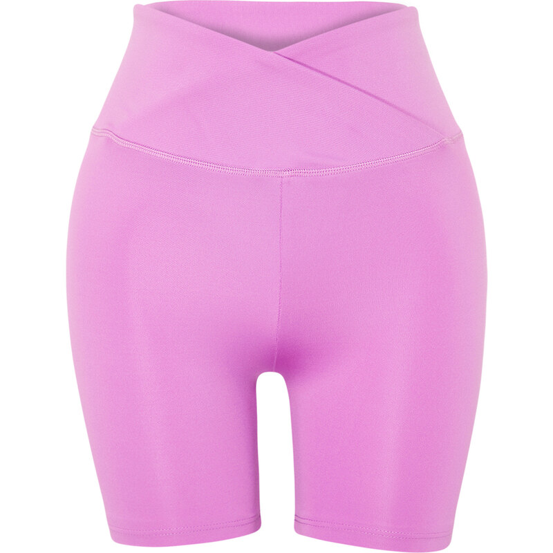 Trendyol Pastel Lavender Compression Double Breasted Waist Detailed Knitted Sports Shorts Leggings