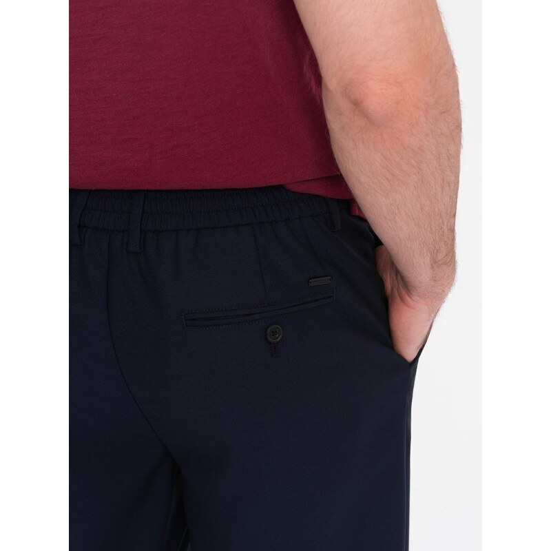 Ombre Clothing Trendy granátové chinos kalhoty s elastickým pasem V3 PACP-0157