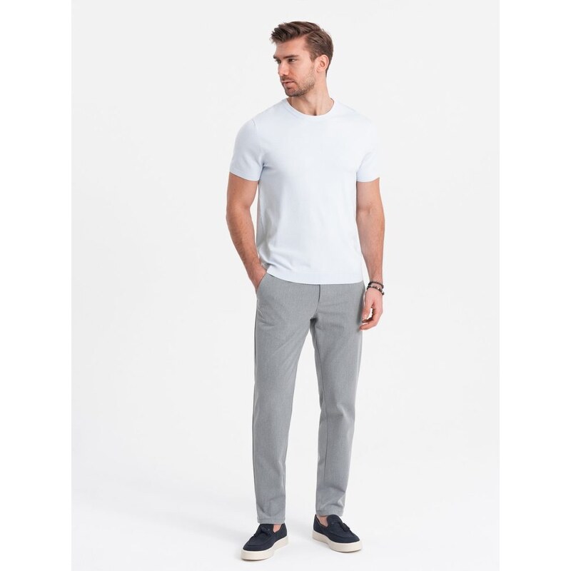 Ombre Clothing Elegantní šedé chinos kalhoty klasického střihu V1 PACP-0191